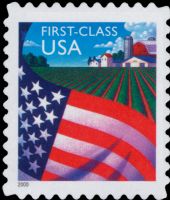Scott 3449<br />(34c) Rate Change - Flag Over Farm<br />Pane Single<br /><span class=quot;smallerquot;>(reference or stock image)</span>