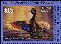 Scott RW67<br />$15.00 Mottled Duck - Issued 2000<br />Pane Single<br /><span class=quot;smallerquot;>(reference or stock image)</span>