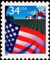 Scott 3469<br />34c Flag Over Farm - 2001 Date<br />Pane Single<br /><span class=quot;smallerquot;>(reference or stock image)</span>