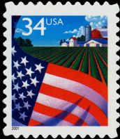 Scott 3470<br />34c Flag Over Farm<br />Pane Single<br /><span class=quot;smallerquot;>(reference or stock image)</span>