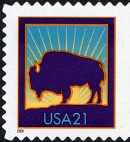 Scott 3484A<br />21c Bison - 2001 Date<br />Booklet Pane Single<br /><span class=quot;smallerquot;>(reference or stock image)</span>