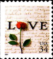 Scott 3498<br />34c Love: Letter and Rose (VB)<br />Booklet Pane Single<br /><span class=quot;smallerquot;>(reference or stock image)</span>