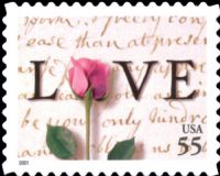 Scott 3499<br />55c Love: Letter and Rose<br />Pane Single<br /><span class=quot;smallerquot;>(reference or stock image)</span>