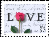 Scott 3551<br />57c Love: Rose and Letter<br />Pane Single<br /><span class=quot;smallerquot;>(reference or stock image)</span>