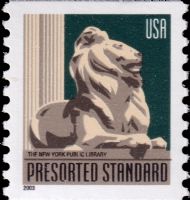 Scott 3769<br />(10c) New York Public Library Lion - PRESORTED STANDARD - 2003 Date (Coil)<br />Coil Single<br /><span class=quot;smallerquot;>(reference or stock image)</span>