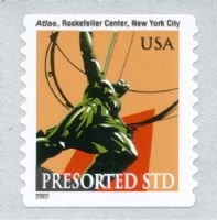 Scott 3770<br />(10c) Atlas Statue - PRESORTED STD - 2003 Date (Coil)<br />Coil Single<br /><span class=quot;smallerquot;>(reference or stock image)</span>