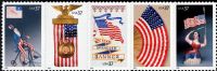 Scott 3776-3780<br />37c Old Glory<br />Prestige Booklet Pane Horizontal Strip of 5 #3780a (5 designs)<br /><span class=quot;smallerquot;>(reference or stock image)</span>