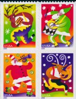Scott 3824a<br />37c Holiday Music Makers (DSB)<br />Double-Sided Booklet Block of 4 #3821-3824 (4 designs)<br /><span class=quot;smallerquot;>(reference or stock image)</span>