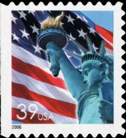 Scott 3985<br />39c Flag and Liberty<br />Double-Sided Booklet / Vending Pane Single<br /><span class=quot;smallerquot;>(reference or stock image)</span>