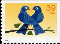 Scott 4029<br />39c Love: True Blue Birds (CB)<br />Convertible Booklet Single<br /><span class=quot;smallerquot;>(reference or stock image)</span>