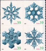 Scott 4105-4108<br />39c Snowflakes<br />Double-Sided Booklet Block of 4 #4108a (4 designs)<br /><span class=quot;smallerquot;>(reference or stock image)</span>