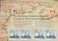 Scott 4074<br />$1.75 | Samuel De Champlains Survey<br />Souvenir Sheet of 4 #4073x2/CA#2156x2 (2 designs)<br /><span class=quot;smallerquot;>(reference or stock image)</span>