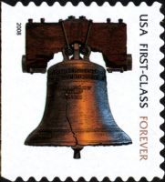 Scott 4127d<br />Forever Liberty Bell - Medium microprint - 2008 Date (DSB)<br />Double-Sided Booklet Pane Single<br /><span class=quot;smallerquot;>(reference or stock image)</span>
