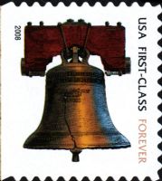 Scott 4127f<br />Forever Liberty Bell - Medium microprint - 2008 Date (VB)<br />From <a href=quot;https://www.bardostamps.com/back-of-book-united-states-stamps/1990/scott-catalog-BK304quot;>BK304a </a><br />Booklet Pane Single - 2008 Date<br /><span class=quot;smallerquot;>(reference or stock image)</span>