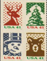 Scott 4210c<br />41c Holiday Knits (DSB)<br />Double-Sided Booklet Block of 4 #4207a-4210a (4 designs)<br /><span class=quot;smallerquot;>(reference or stock image)</span>