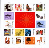 Scott 4333<br />42c Charles & Ray Eames<br />Pane of 16 #4333a-4333p (16 designs)<br /><span class=quot;smallerquot;>(reference or stock image)</span>