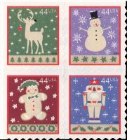Scott 4429-4432<br />44c Winter Holidays<br />Automated Teller Machine Block of 4 #4432a (4 designs)<br /><span class=quot;smallerquot;>(reference or stock image)</span>