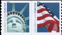 Scott 4486-4487; 4487a<br />Forever Lady Liberty and American Flag (Coil)<br />Coil Pair #4486-4487 (2 designs)<br /><span class=quot;smallerquot;>(reference or stock image)</span>