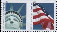 Scott 4559-4560; 4560a<br />Forever Lady Liberty and Flag (DSB)<br />Double-Sided Booklet Horizontal Pair #4559-4560 (2 designs)<br /><span class=quot;smallerquot;>(reference or stock image)</span>