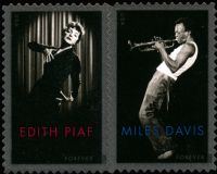 Scott 4692-4693<br />Forever Edith Piaf & Miles Davis<br />Pane Pair #4693a (2 designs)<br /><span class=quot;smallerquot;>(reference or stock image)</span>