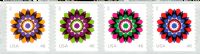 Scott 4622-4725; 4625a<br />46c Kaleidoscope Flowers (Coil)<br />Coil Strip of 4 #4622-4725 (4 designs)<br /><span class=quot;smallerquot;>(reference or stock image)</span>