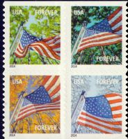Scott 4785g<br />Forever A Flag for All Season (DSB)<br />Microprint Top of Pole / Lower left Corner Near Rope; 2014 Date; Double-Sided Booklet Block of 4 #4782b-4785b (4 designs)<br /><span class=quot;smallerquot;>(reference or stock image)</span>