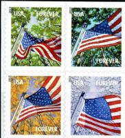 Scott 4796-4799<br />Forever A Flag for All Seasons - 2013 Date<br />Double-Sided Booklet Block of 4 #4799a (4 designs)<br /><span class=quot;smallerquot;>(reference or stock image)</span>