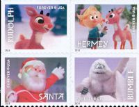 Scott 4946-4949<br />Forever Rudolph the Red-Nosed Reindeer<br />Double-Sided Booklet Block of 4 #4949a (4 designs)<br /><span class=quot;smallerquot;>(reference or stock image)</span>