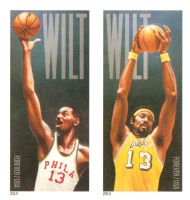 Scott 4951b<br />Forever Wilt Chamberlain<br />Imperforate Vertical Pane Pair #4950-4951 (2 designs)<br /><span class=quot;smallerquot;>(reference or stock image)</span>