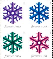 Scott 5031-5034<br />Forever Geometric Snowflakes<br />Double-Sided Booklet Block of 4 #5034a (4 designs)<br /><span class=quot;smallerquot;>(reference or stock image)</span>