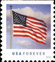 Scott 5055<br />Forever U.S. Flag - microprint on Second White Flag Stripe<br />Double-Sided Booklet Pane Single<br /><span class=quot;smallerquot;>(reference or stock image)</span>