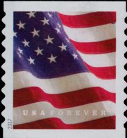 Scott 5159<br />Forever U.S. Flag (Coil)<br />Microprint on Right End of Second White Flag Stripe; Coil Single<br /><span class=quot;smallerquot;>(reference or stock image)</span>