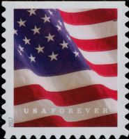 Scott 5161<br />Forever U.S. Flag - microprint on Right End of Second White Flag Stripe<br />Double-Sided Booklet Pane Single<br /><span class=quot;smallerquot;>(reference or stock image)</span>