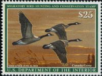 Scott RW84<br />$25.00 Canada Geese - Issued 2017<br />Pane Single<br /><span class=quot;smallerquot;>(reference or stock image)</span>