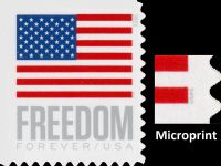 Scott 5791<br />Forever Flag and Freedom<br />Microprint At Right of Lowest Strip; Double-Sided Booklet Single<br /><span class=quot;smallerquot;>(reference or stock image)</span>