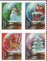 Scott 5816-5819; 5819a<br />Forever Snow Globes (DSB)<br />Double-Sided Booklet Block of 4 #5816-5819 (4 designs)<br /><span class=quot;smallerquot;>(reference or stock image)</span>
