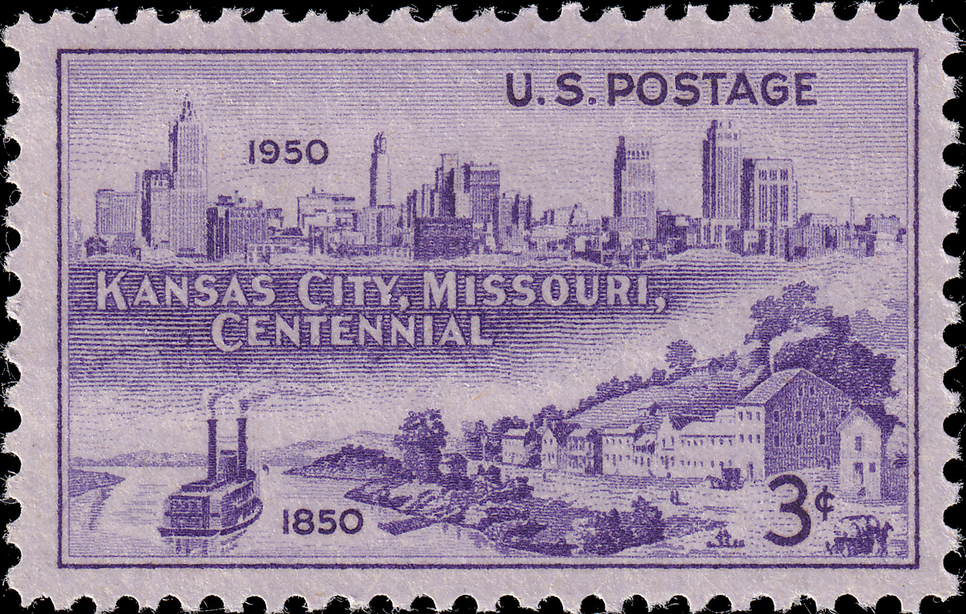 Modern U.S. Stamps Scott 994, 3c Kansas City Centenary
