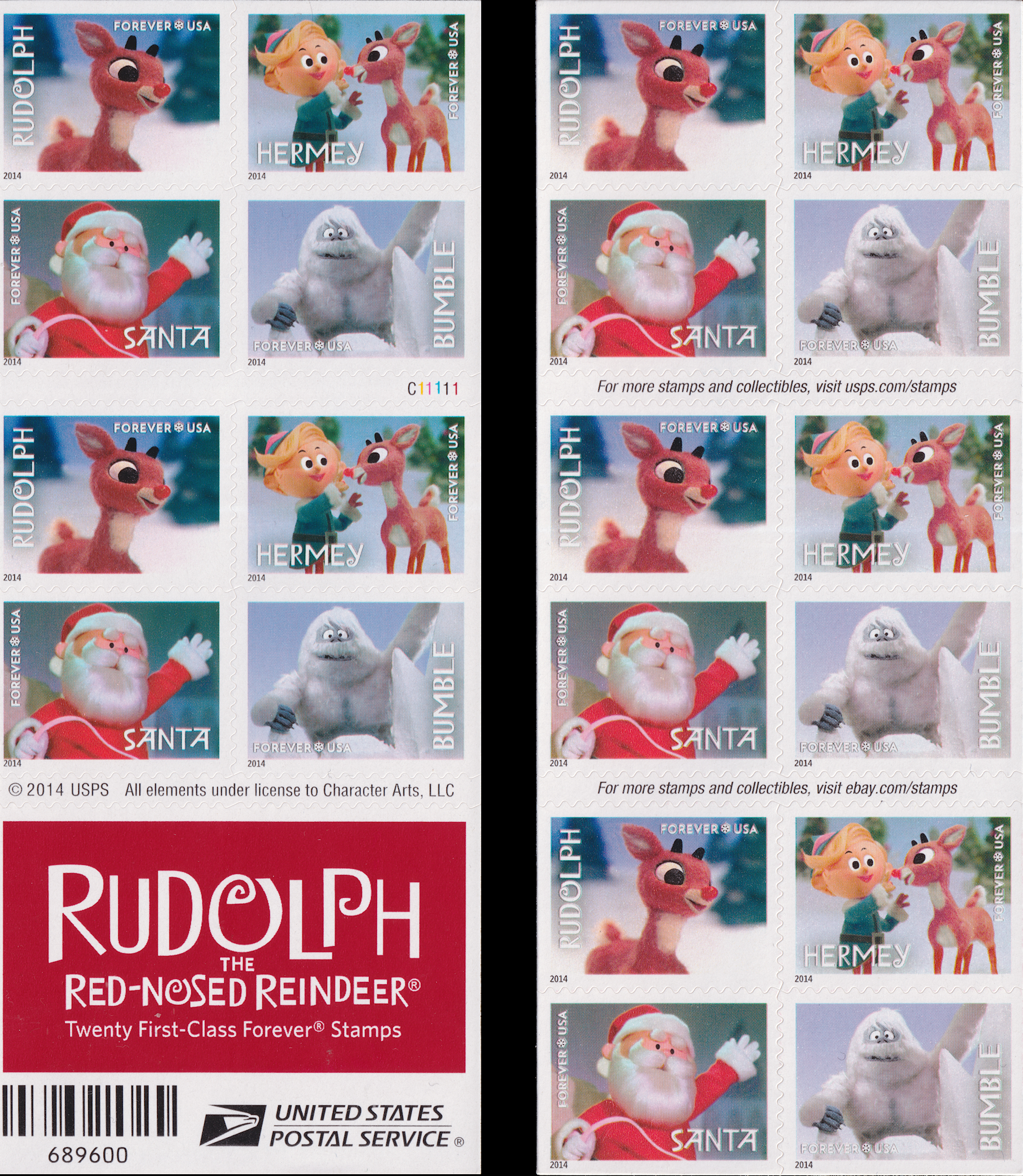 Scsott Rudolph Modern U.S. Stamps: Scott 4946-4949; 4949a, Forever Rudolph the Red ...